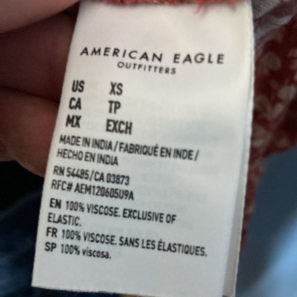 American Eagle Smocked Square Neck Peplum Blouse Size XS - Picture 9 of 12